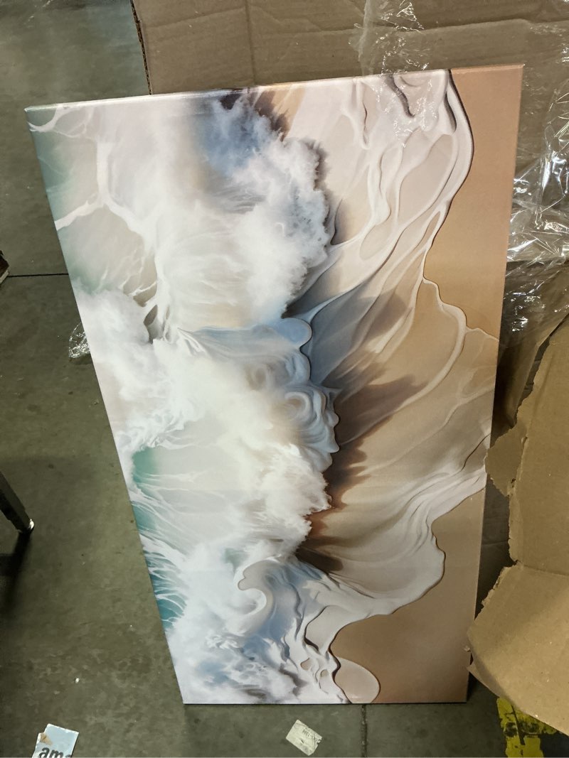 Condition photo showing Good Condition for ocean waves canvas wall art for living room, beach scenery view home decor picture, sea waves canvas wall-decoration, seaside scene decorative print artwork for office bedroom, size 48x24 inches sea wave 48"l x 24"w