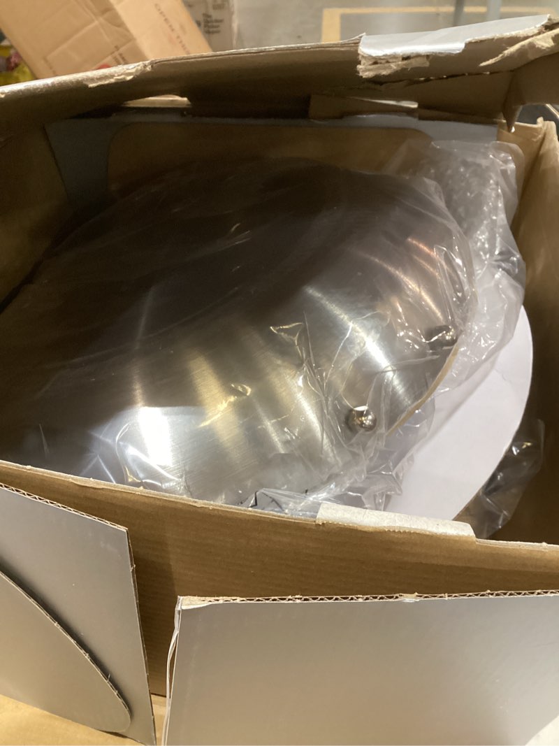 Condition photo showing As Is for Inqibee 8.5-12 Inch Tri-Ply Stainless Steel Frying Pans Set with Lids Skillets, Induction Cooking Pans, Pots and Pans Set, Dishwasher and Oven Safe, Detachable Handle