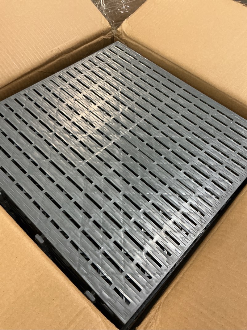 Condition photo showing Good Condition for 10 Pack Attic Flooring System Deck, 15.75" x 15.75" Waterproof Plastic Interlocking Deck Tiles, Easy-to-Install Floor Tiles & Walking Boards for Attic Storage, Garage, Basement, Indoor & Outdoor Use
