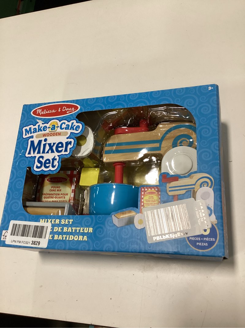 Condition photo showing New/Like New for Melissa & Doug Make-a-Cake, 10-Piece Wooden Mixer Set with Play Food & Play Kitchen Accessories, Preschool Toys for Girls & Boys Ages 3+ - FSC Certified
