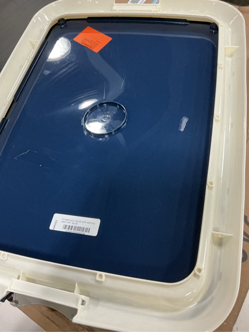 Condition photo showing Good Condition for IRIS USA Pee Pad Holder - for Small Sized Dog and Puppy Pee Pads, Secured Latches, Non-Skid Feet, High Polish Finish for Easy Cleaning, Leak Protection, Fits 17"x23" Pad, Navy 17" x 23" Navy