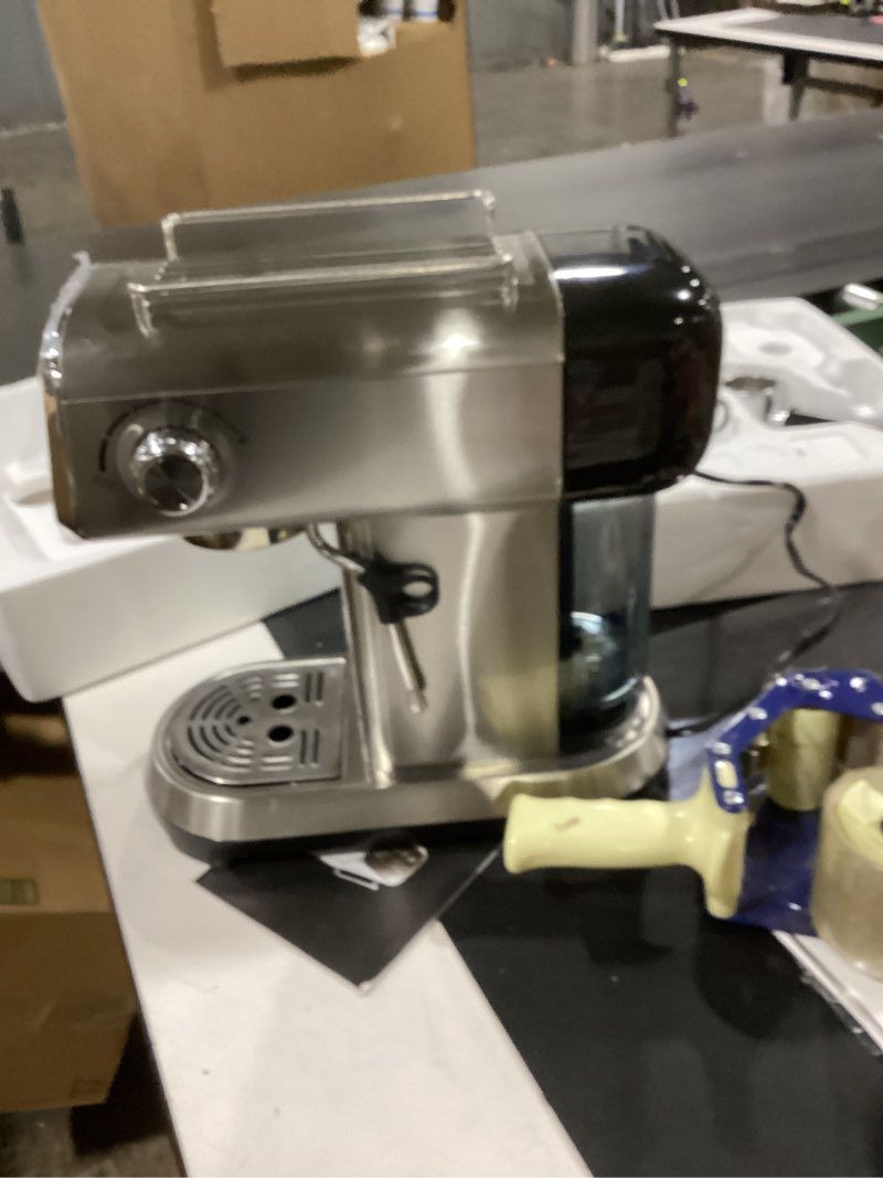 Condition photo showing As Is for espresso machines 20 bar with led touchscreen, adjustable temperature(185~203°f) timing(25~60s), compact stainless steel coffee maker with milk frother steam wand for home cappuccino & latte maker