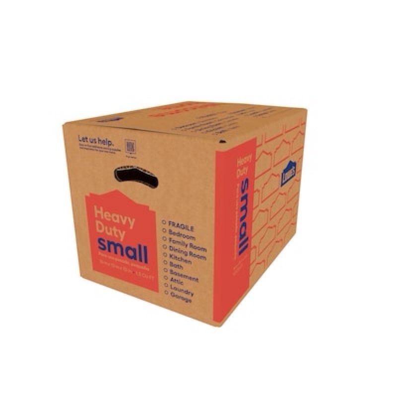 Condition photo showing New/Like New for Lowe's 16-in W x 12-in H x 12-in D Small Heavy Duty Cardboard Moving Box with Handle Holes