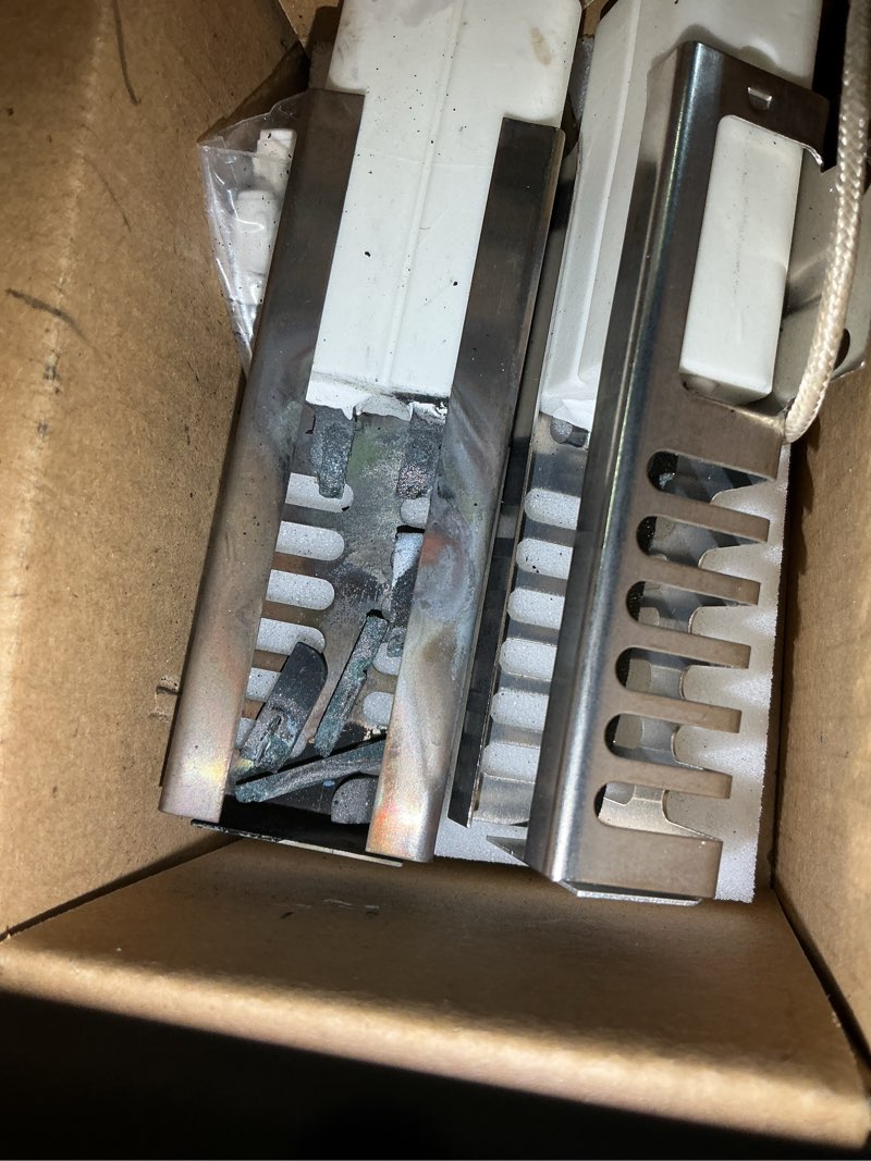 Condition photo showing As Is for 2 pack pb040001 gas range oven igniter, oven igniter for gas stove for viking range oven igniter, replace ap5315579 065650-000 sgr4001 792263, with 4 ceramic nuts. pb040001 gas oven igniter 2pack