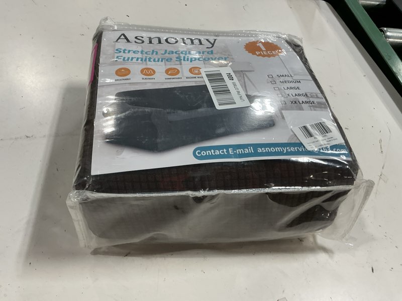 Condition photo showing New/Like New for asnomy sofa covers for 2 cushion couch stretch loveseat covers slipcovers, pet protector furniture covers for dogs cats spandex jacquard fabric small checks ?medium?chocolate? medium chocolate