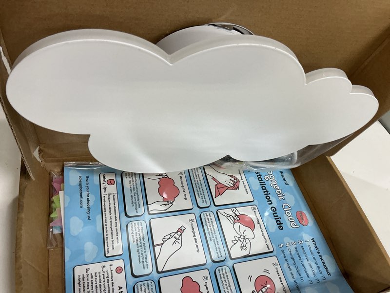 Condition photo showing New/Like New for cloud lights - nursery decor cloud lamp, rechargeable baby lamps with remote, hanging lamp for nursery, kids night light with timer & touch control (white)