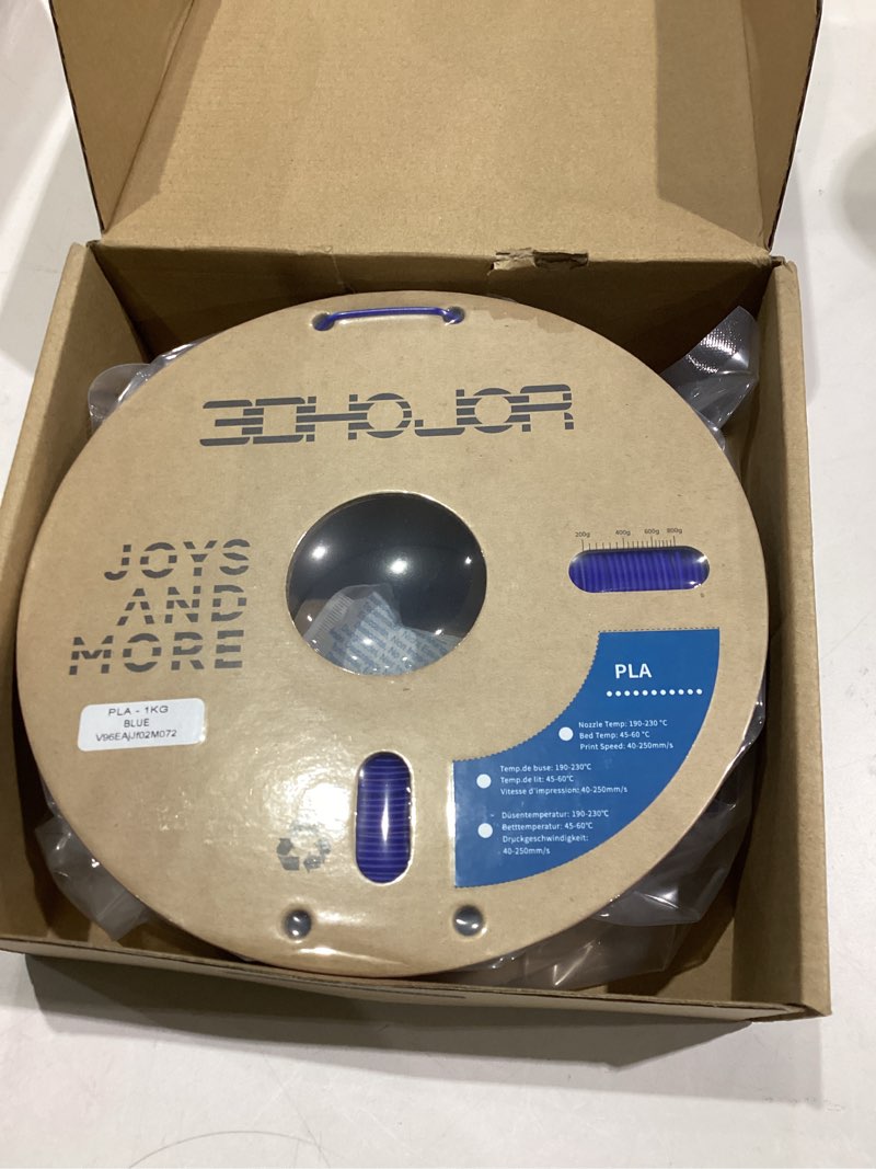 Condition photo showing Good Condition for PLA Filament 1.75mm,3D Printer Filament,1kg Cardboard Spool (2.2lbs),Dimensional Accuracy +/- 0.03 mm,Vacuum Packaging,Odor Free, Clog Free,Fit Most 3D FDM Printer,Blue