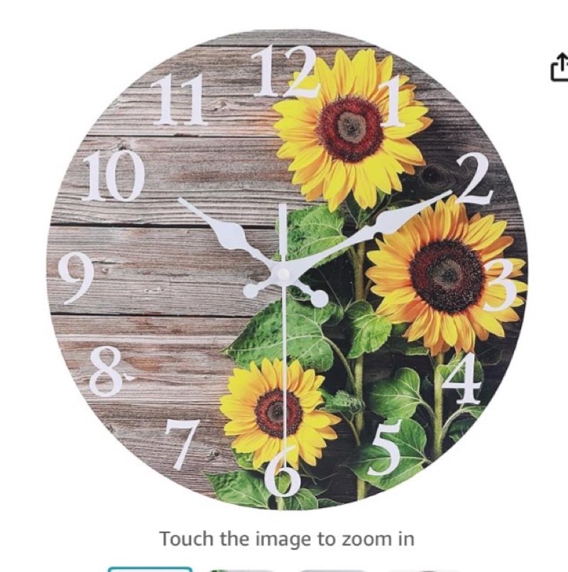 sunflower kitchen decor round wall clock 12 inch silent non ticking battery operated wood clock for bedroom bathroom living room