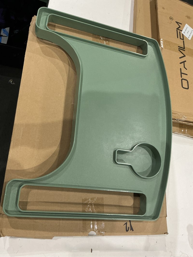 Condition photo showing As Is for sigo green walker tray for rolling folding walker, tray table with cup holder for standard walkers seniors, detachable non slip tv accessories basket holding plate cups clip on small bag carrier