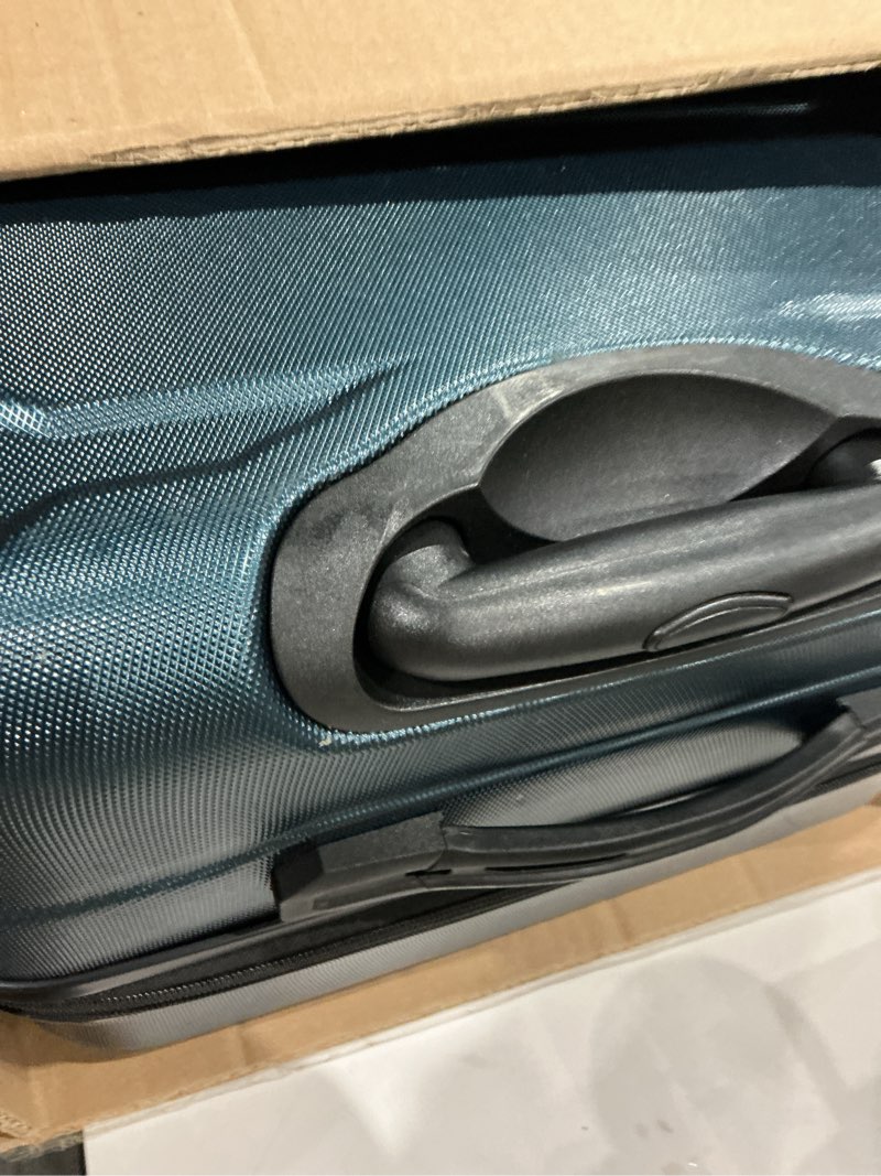 Condition photo showing As Is for light flight expandable carry on luggage 22x14x9 airline approved with double spinner wheels, 20 inch lightweight hard shell rolling suitcases with tsa lock, blue