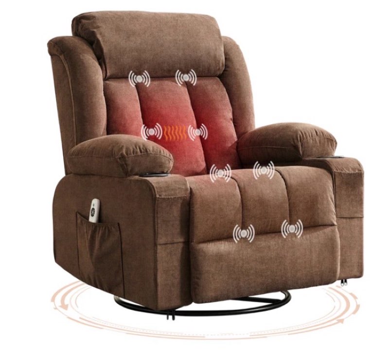 Garvee manual recliner with swivel and message 