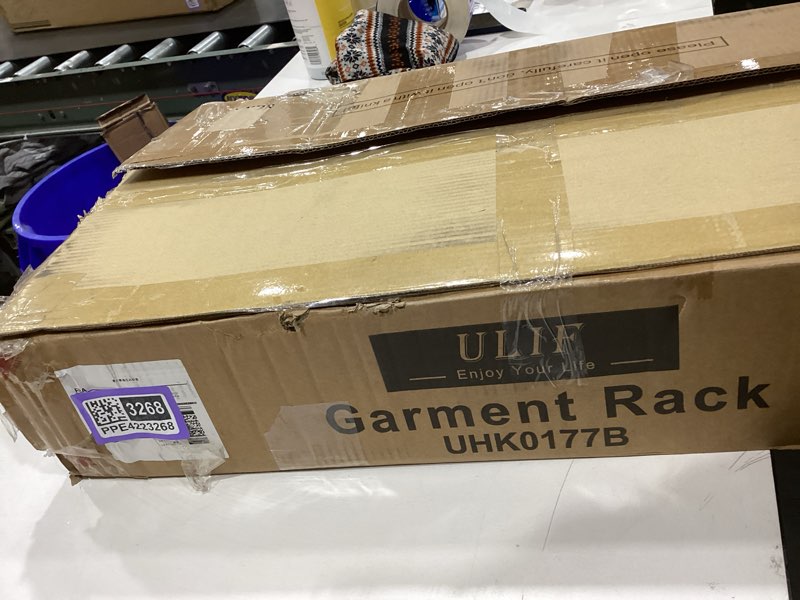 Condition photo showing Good Condition for ulif e10 clothes rackï¼ˆwith stretchable hanger rodï¼‰freestanding clothing racks for hanging clothesï¼Œadjustable closet organizer systemï¼Œportable garment rack 73-97"w x 15" d x 72" hï¼Œmax load 800lbsï¼Œblack