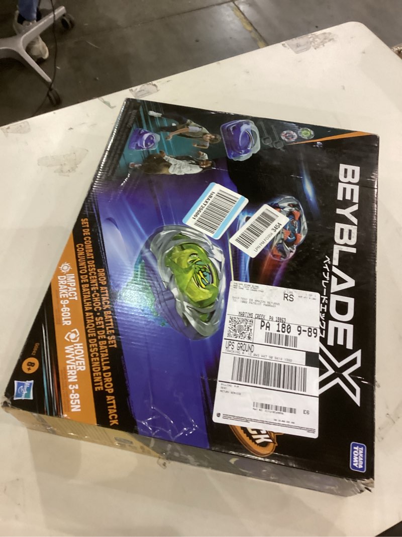 Condition photo showing Good Condition for Beyblade X Drop Attack Battle Set with Beystadium Arena, 2 Takara Tomy Tops & Launchers, Impact Drake 9-60LR & Hover Wyvern 3-85N, Battling Game Toys, Ages 8+