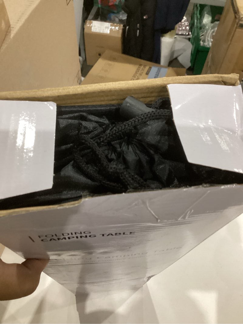 Condition photo showing As Is for Grope Small Folding Camping Table with Aluminum Table Top, Beach Table for Sand with Carrying Bag,Prefect for Outdoor, Picnic, BBQ, Cooking, Festival (Silver-M) Silver Medium