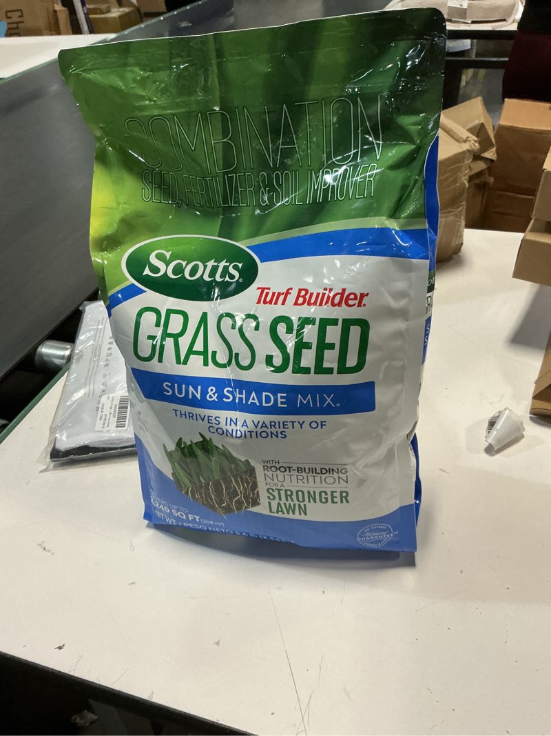 Condition photo showing New/Like New for Scotts Turf Builder Grass Seed Sun & Shade Mix with Fertilizer and Soil Improver, Thrives in Many Conditions, 5.6 lbs. 5.6 lb.