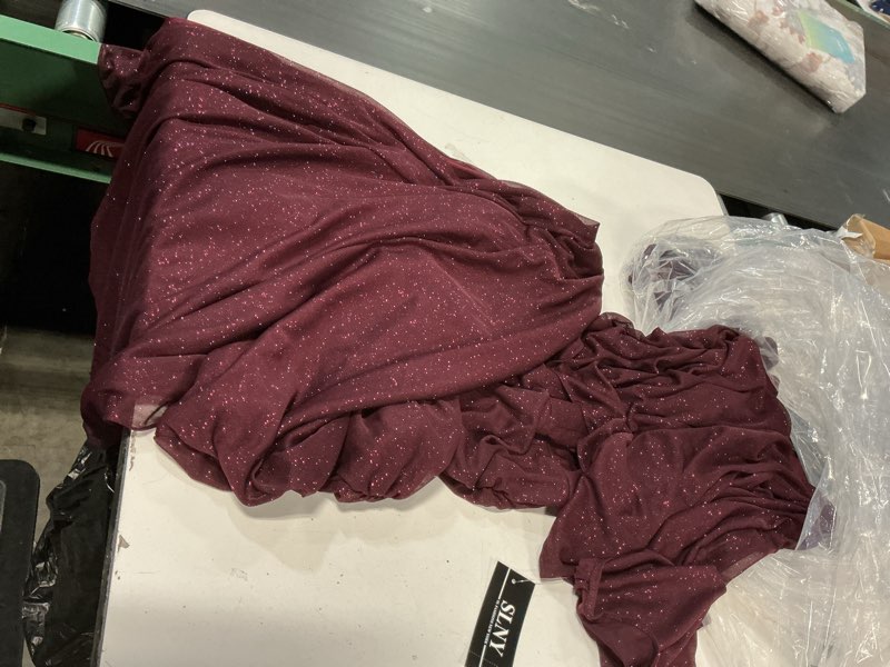 Condition photo showing Good Condition for S.L. Fashions Women's Long Glitter Mesh Capelet Gown with Side Slit, Wedding Guest, Formal Dress (Plus Size) 20 Plus Fig