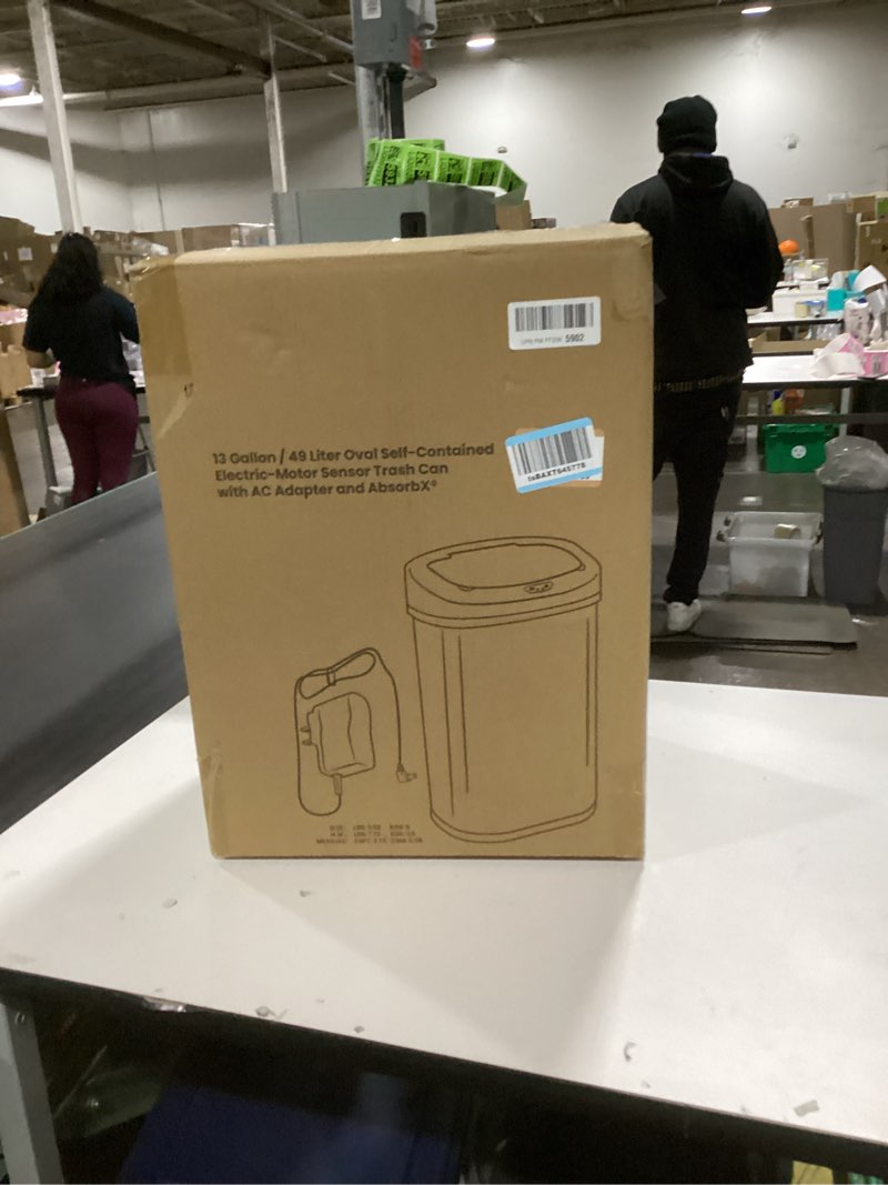 Condition photo showing New/Like New for SensorCan 50 Liter / 13 Gallon Kitchen Trash Can with AC Adapter & Odor Filter – Motion Sensor Stain
