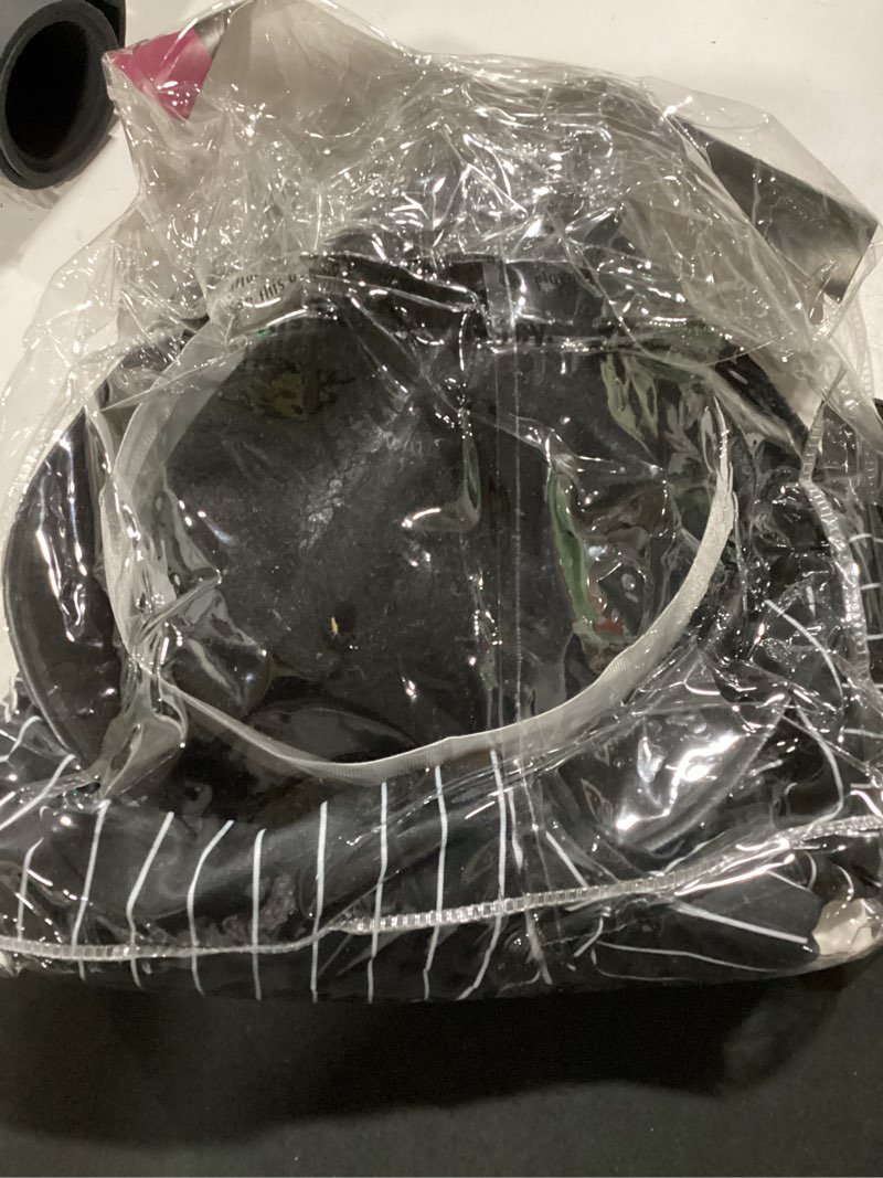 Condition photo showing New/Like New for eraspooky women gangster costume adult 1920s pinstripe suit, include sleeveless jacket pants necktie wristband hat