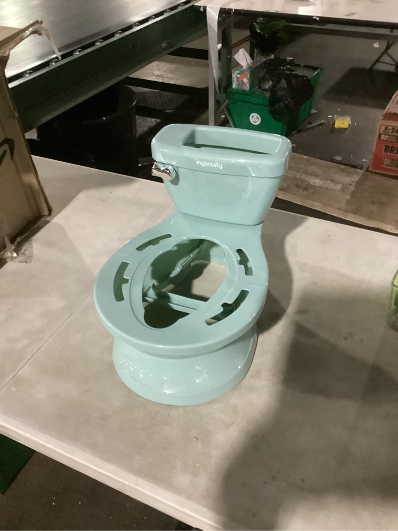 Condition photo showing Good Condition for ingenuity my size potty pro in green, infant potty training toilet, lifelike flushing sound, for ages 18 months, up to 50 pounds