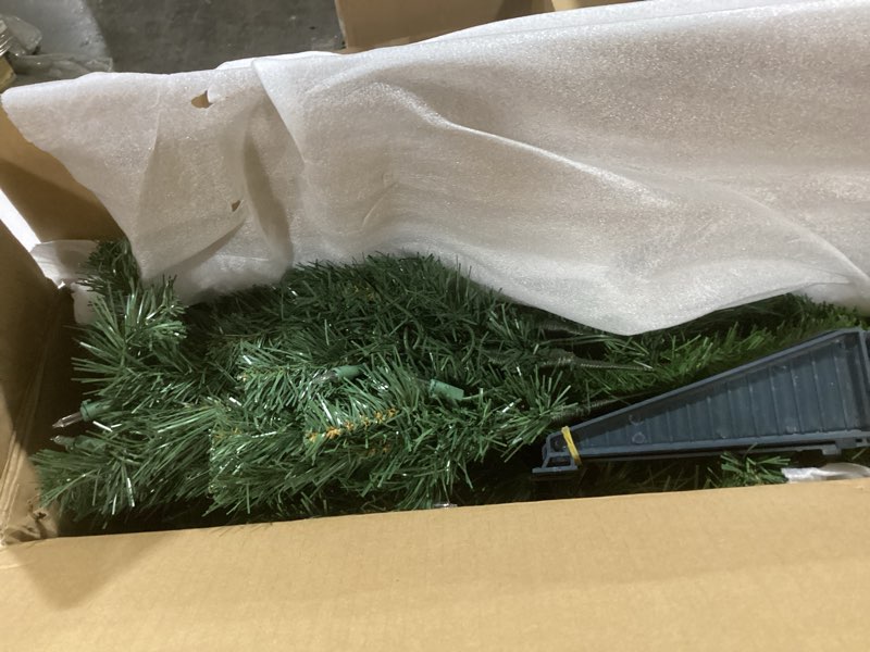 Condition photo showing As Is for National Tree Company 4 ft Pre-Lit Grande Canadian Fir Mini Artificial Christmas Tree, 100 Clear Lights, 230 Tips, Includes Stand, Green 4ft 100 Clear Lights