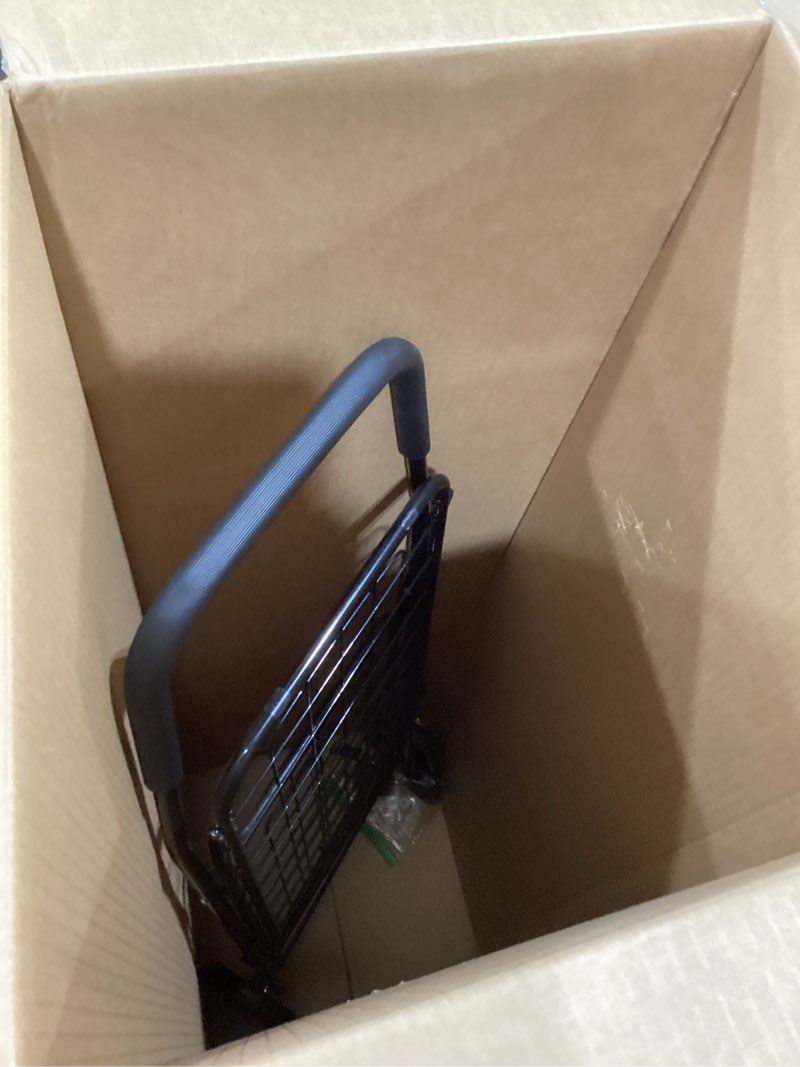 Whitmor Foldable Utility Shopping Cart with Wheels, Heavy Duty Metal Grocery Cart, Portable Foam Han