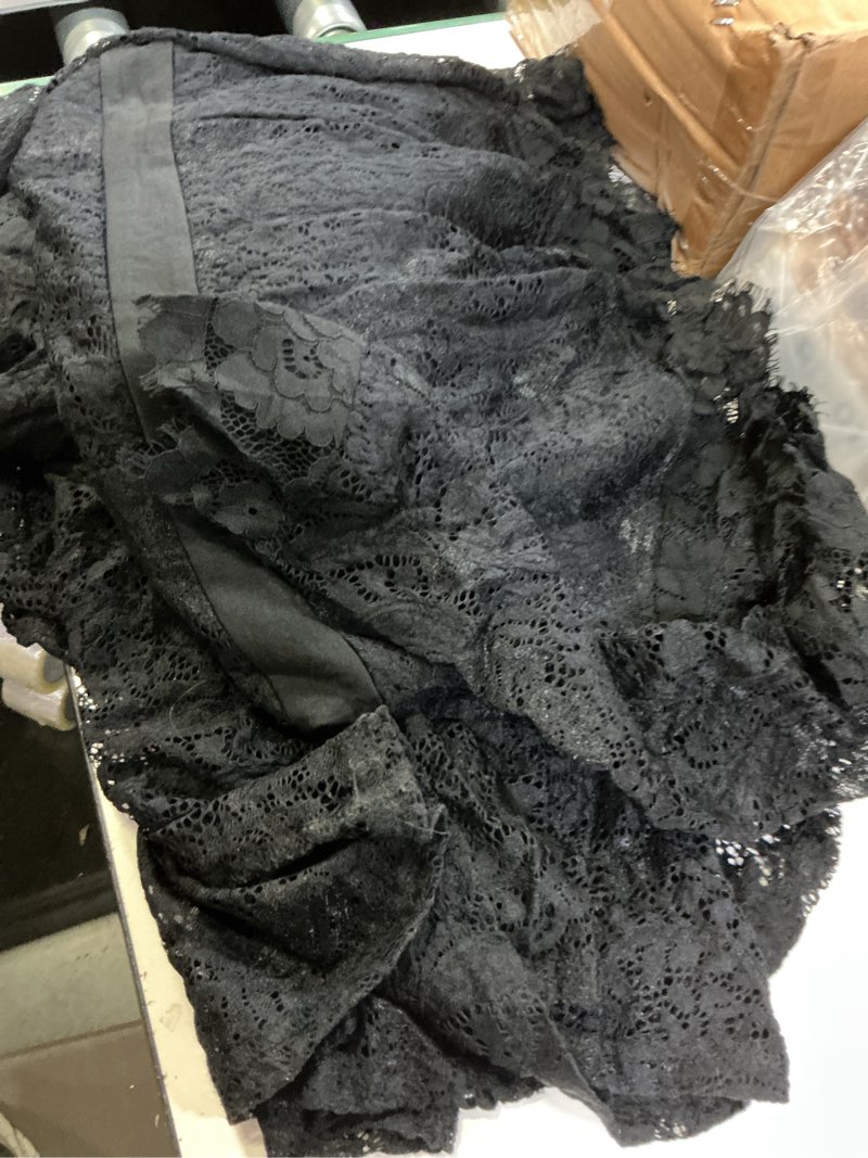 Condition photo showing As Is for lalagen women's floral lace long sleeve off shoulder wedding mermaid dress x-large black
