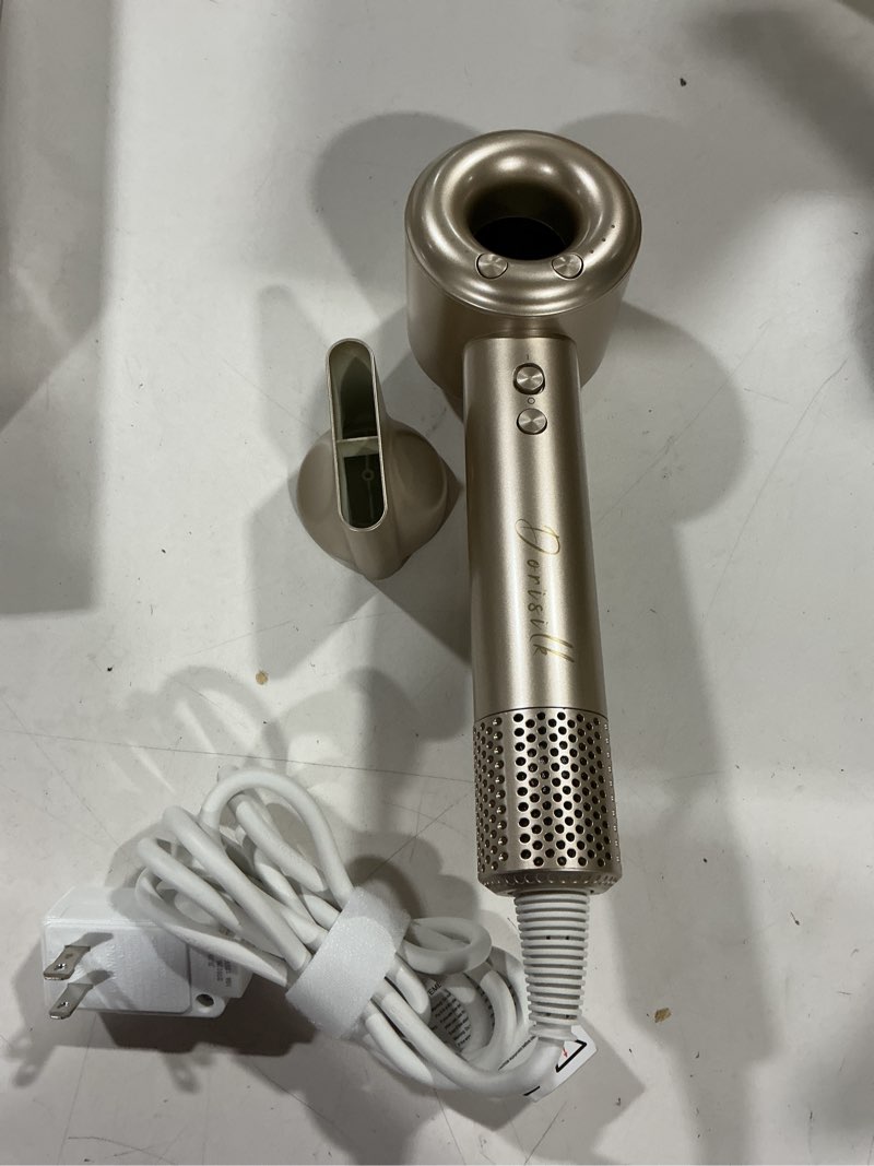 Condition photo showing Good Condition for dorisilk ionic hair dryer 110,000 rpm high speed, teen girls blow dryer professional for salon home use, fast drying blowout hair dryers lightweight with nozzle hot/warm/cold selection, champagne gold
