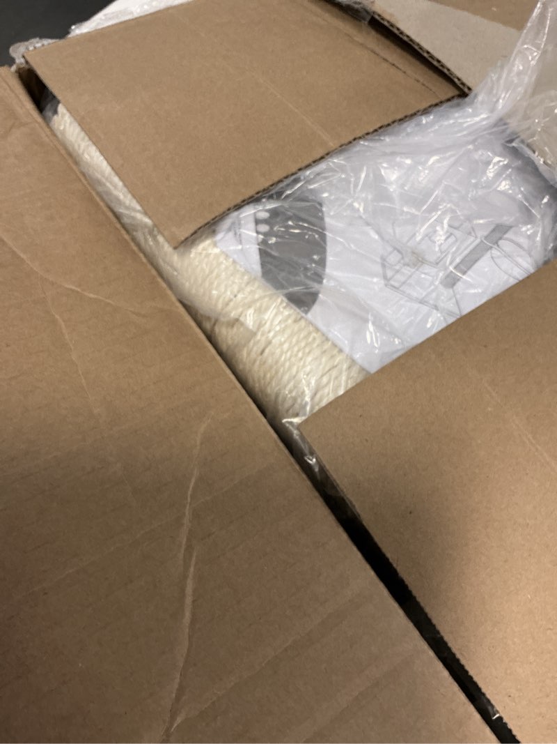 Condition photo showing New/Like New for heybly cat tree, 39.4 inches tower condo with scratching post, cat tower for indoor cats, fully wrapped sisal pole, soft platform, 2 baskets and dangling toy, light gray hct006sw 39.4 inch light gray
