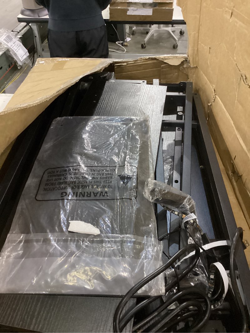 Condition photo showing New/Like New for SUPERJARE 47 inch L Shaped Gaming Desk with LED Lights & Power Outlets, Reversible Computer Desk with Shelves & Monitor Stand, Corner Desk with Drawer, for Home & Office, Black Black 47 inch