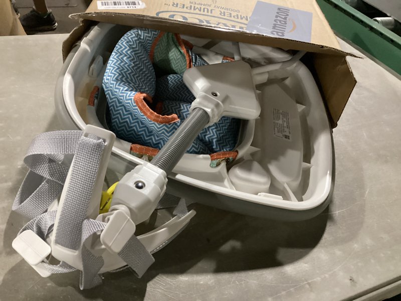 Condition photo showing Good Condition for graco bumper doorway jumper for baby, bounce seat with machine washable pad, adjustable height baby jumper, play tray for toys, caravan