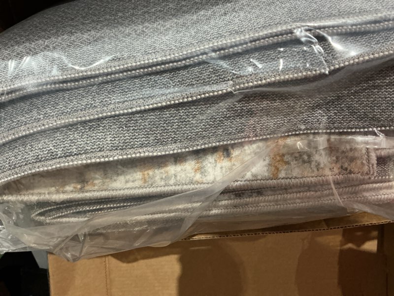 Condition photo showing Good Condition for (similar to but not exact)lansny modern abstract small area rug indoor, grey orange multi 3x5 washable rug non-slip soft entryway rug kitchen mats thin print faux wool floor carpet colorful throw rugs for entrance bedroom 3' x 5' (rectangular) grey orange yellow multi