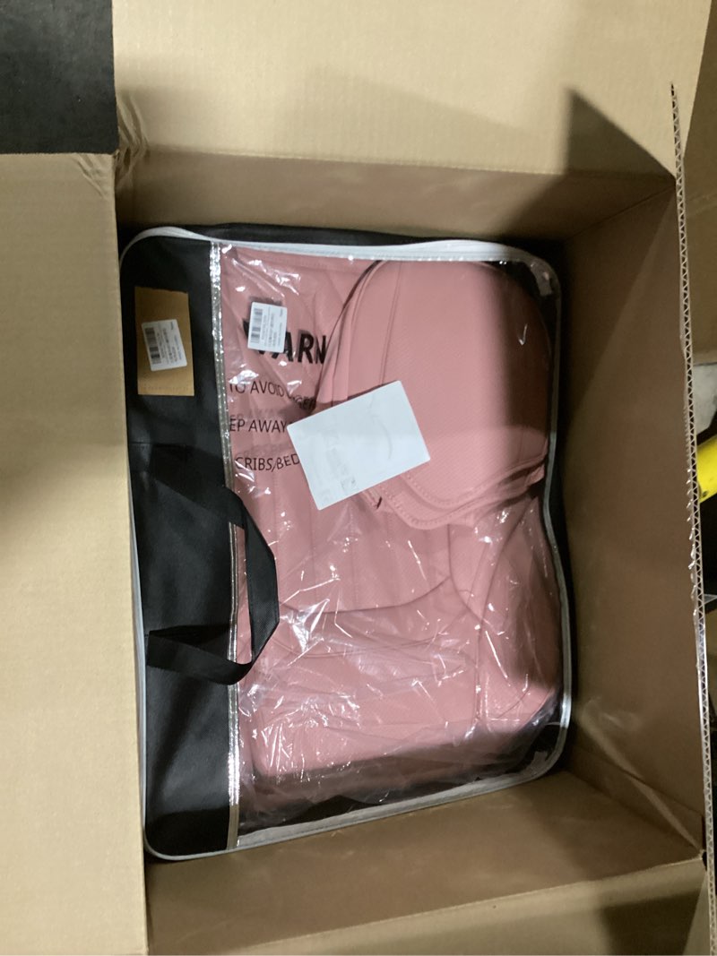 Condition photo showing As Is for pink leather car seat covers front seats, luxury automotive seat covers with lumbar support, waterproof pink car accessories seat protector universal fit for most cars trucks pick-ups suvs pink front pair