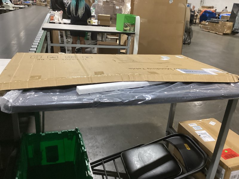 Condition photo showing New/Like New for 4ft folding table, heavy duty plastic card table with foldable steel legs, metal frame support up to 400 lb, portable for indoor, outdoor, picnic, camping, dining, party, black black 4ft