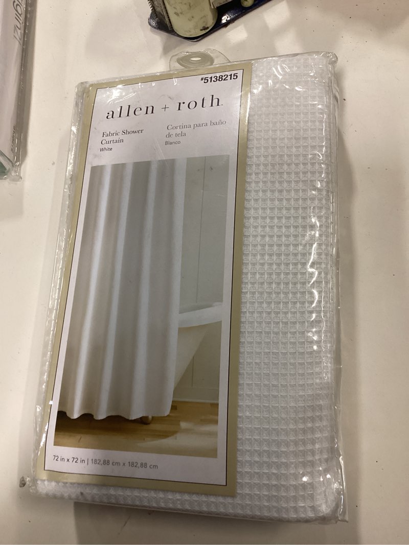 Condition photo showing New/Like New for allen + roth 72.0-in W x 72-in L White Solid Polyester Shower curtain