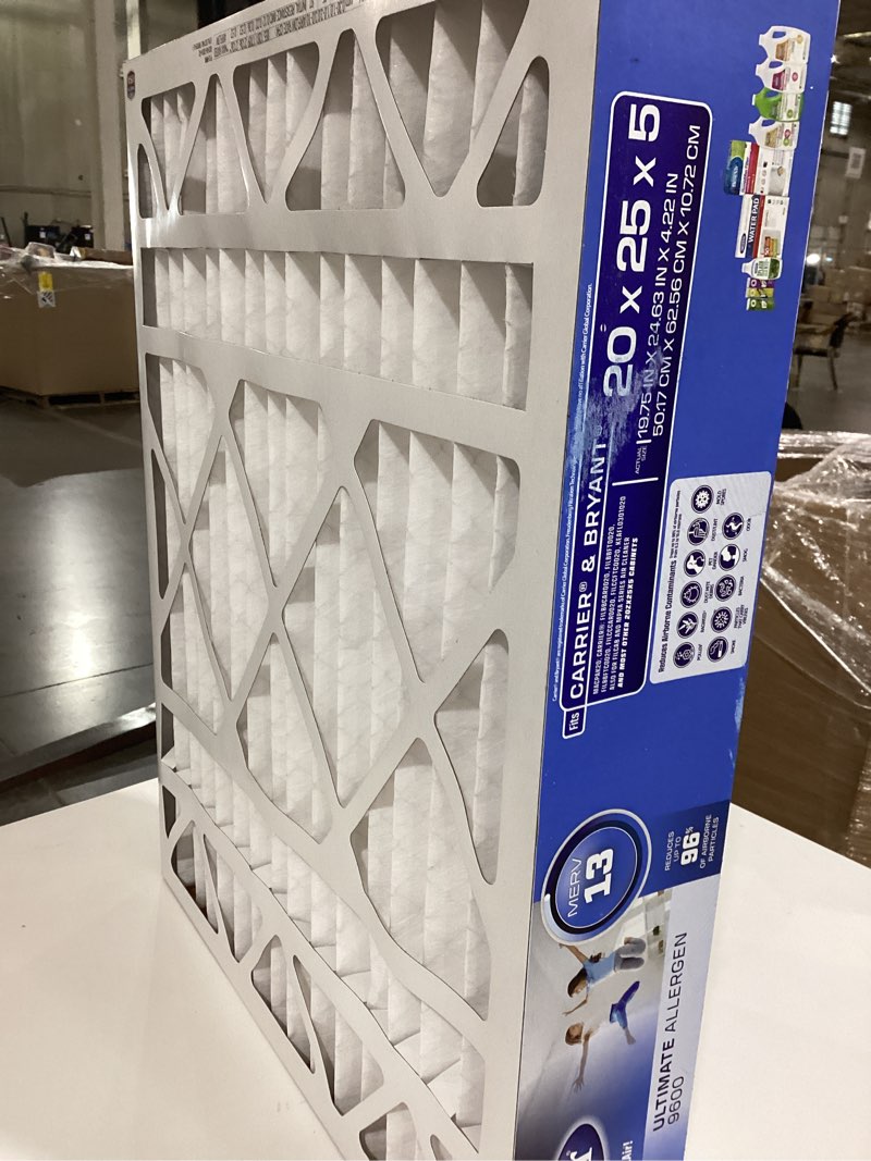 Condition photo showing As Is for bestair 20-in w x 25-in l x 5-in merv 13 electrostatic pleated air filter