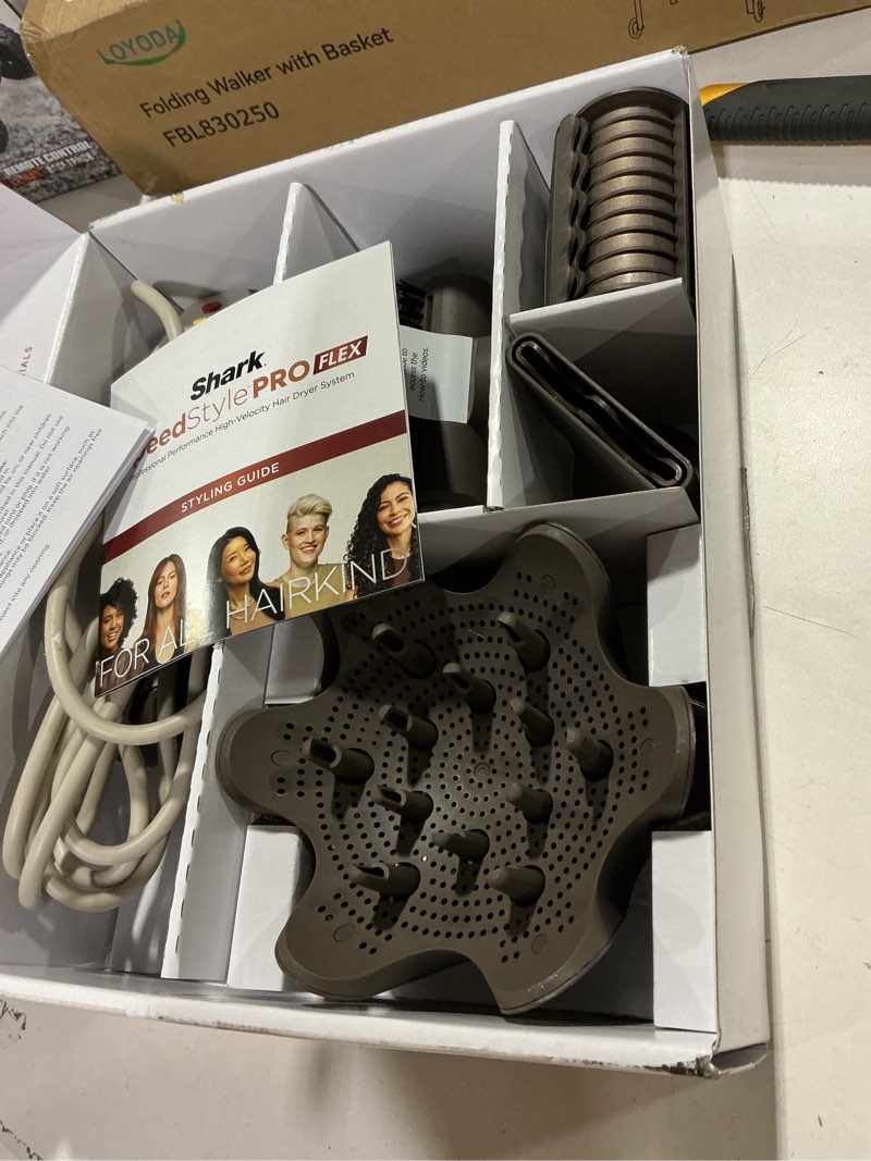 Condition photo showing Good Condition for Shark SpeedStyle Pro Flex Professional Performance High-Velocity Hair Dryer System with Scalp Shield & IQ Speed Styling and Drying Suite, Lightweight, Ionic, No Heat Damage, Mocha Silver, HD542 SpeedStyle Pro Flex-For All Hair Types