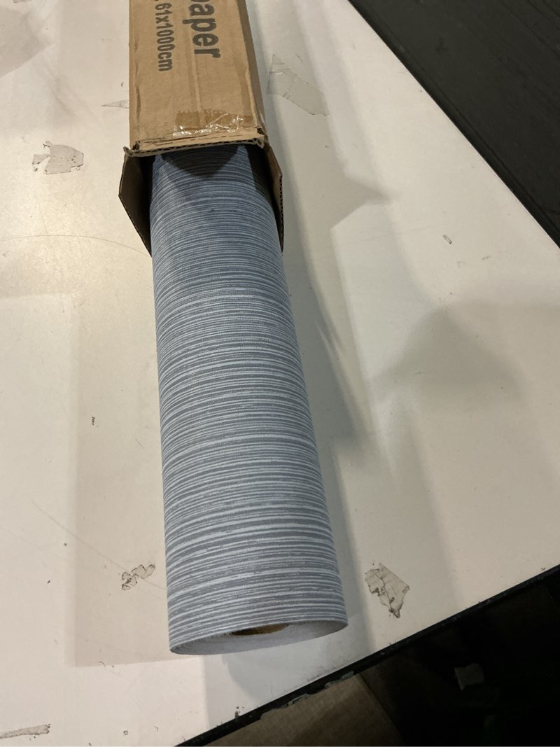 Condition photo showing Good Condition for Haimin Grasscloth Wallpaper Textured 24in X 393in Fabric Contact Paper Grey Blue Wall Paper Textured Linen Peel and Stick Self-Adhesive Thick Vinyl Embossed Film Wallpaper (Gray Blue) Gray/Blue