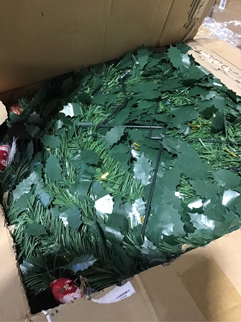 Condition photo showing Good Condition for MARTINE MALL 6FT Pre-Lit Pre-Decorated Pop Up Christmas Tree with 200 Lights & Remote, Artificial Collapsible Foldable Christmas Tree with Poinsettia Ribbon Bow for Home Indoor Outdoor Party