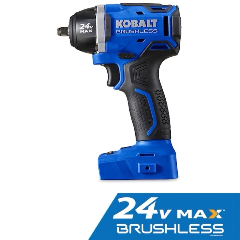  kobalt 24-volt variable brushless 3/8-in drive cordless impact wrench (battery and charger 