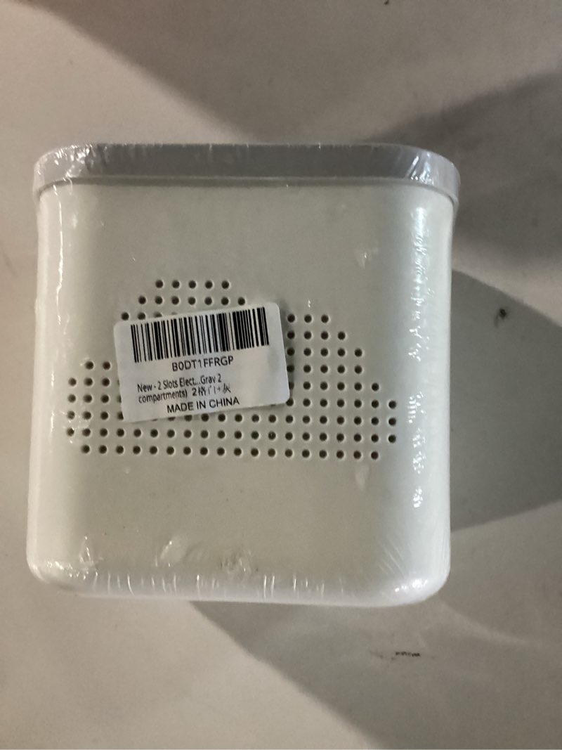 Condition photo showing New/Like New for 2 Slots Toothbrush Holder and Toothpaste Holder with Drain Hole, Detachable Easy Cleaning Multi-Functional Organizer Caddy Storage for Bathroom Vanity Sink Kitchen (White+Gray 2 compartments)