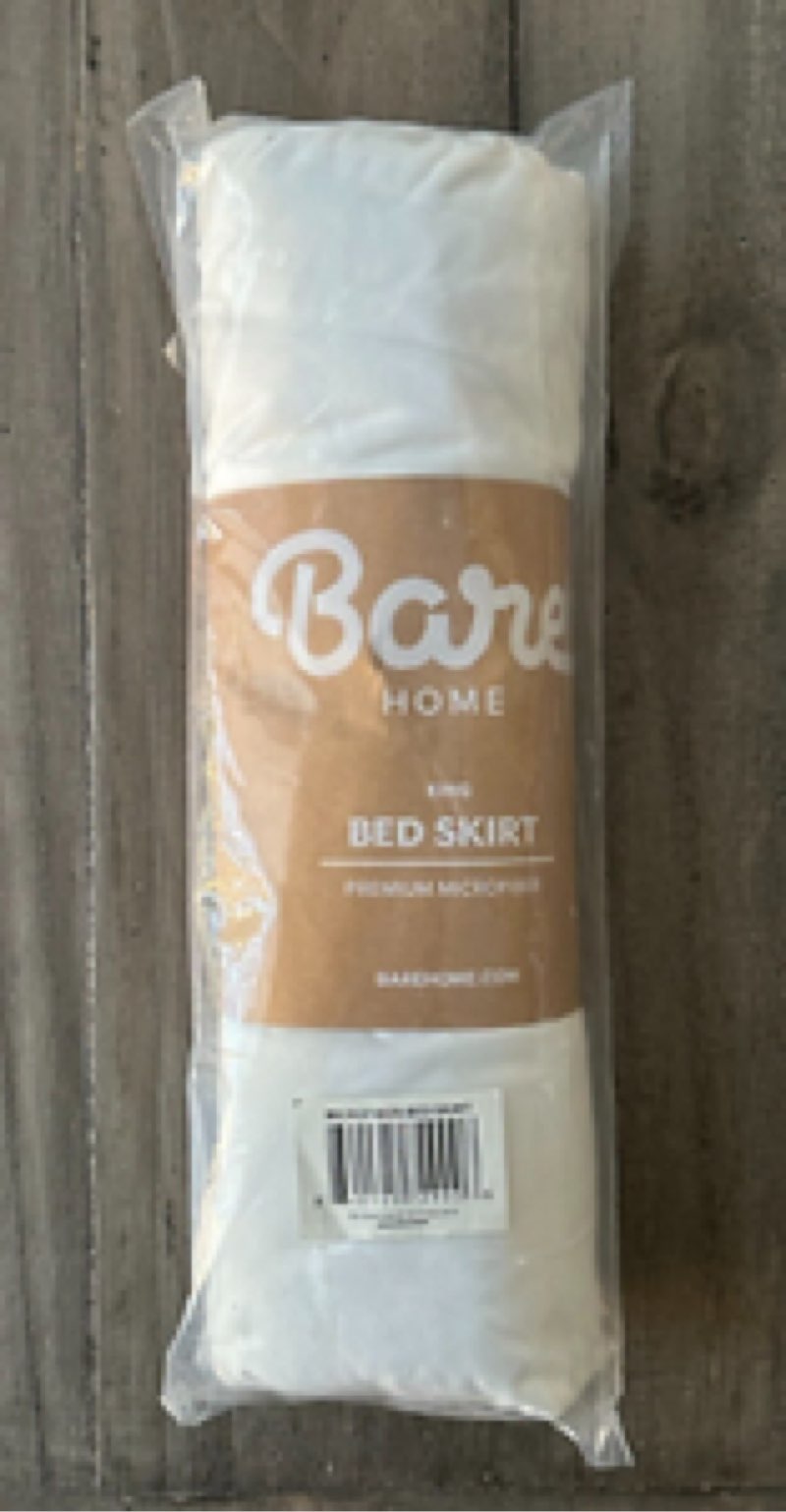bare home king bed skirt - 15-inch tailored drop easy fit white