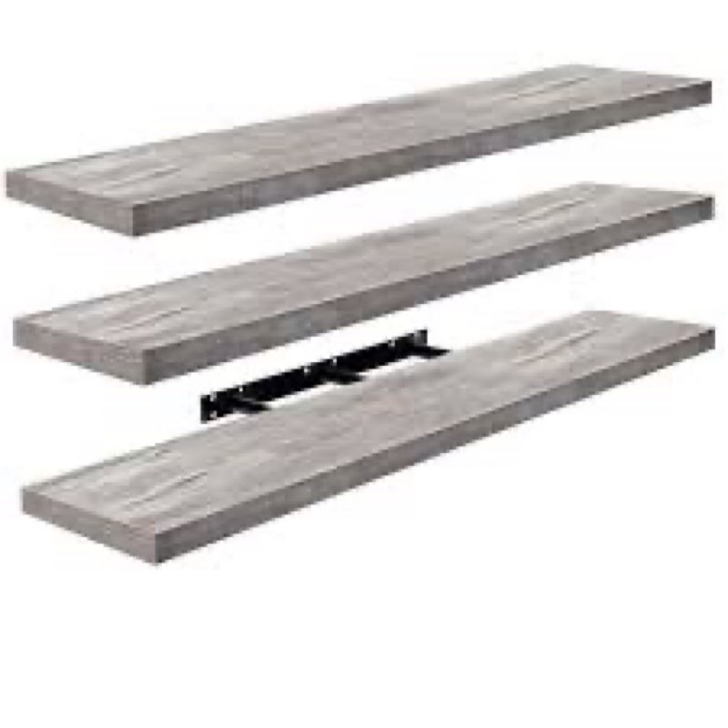 ONOTETUT 60 inch Long Floating Shelves for Wall,Solid Wood Long Shelves Set of 2,Grey Rustic Wall Mo
