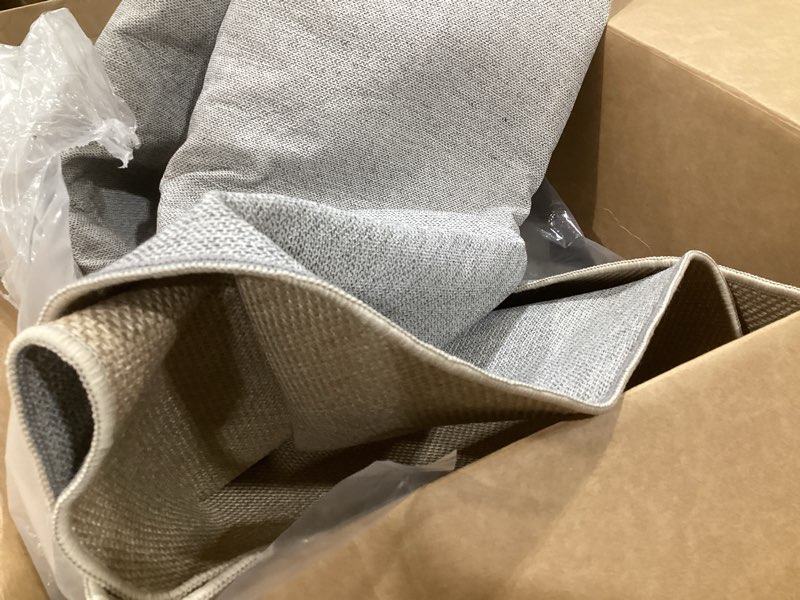 Condition photo showing As Is for mascot bisque cream textured chenìlle upholstery fabric by the yard