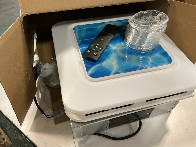 Condition photo showing As Is for Bathroom Fan with Humidity Sensor,230 CFM 1.0 Sone Bathroom Exhaust Fan with Light,Ventilation and Exhaust Fan with Remote Control and Timer Function,Ripple Texture