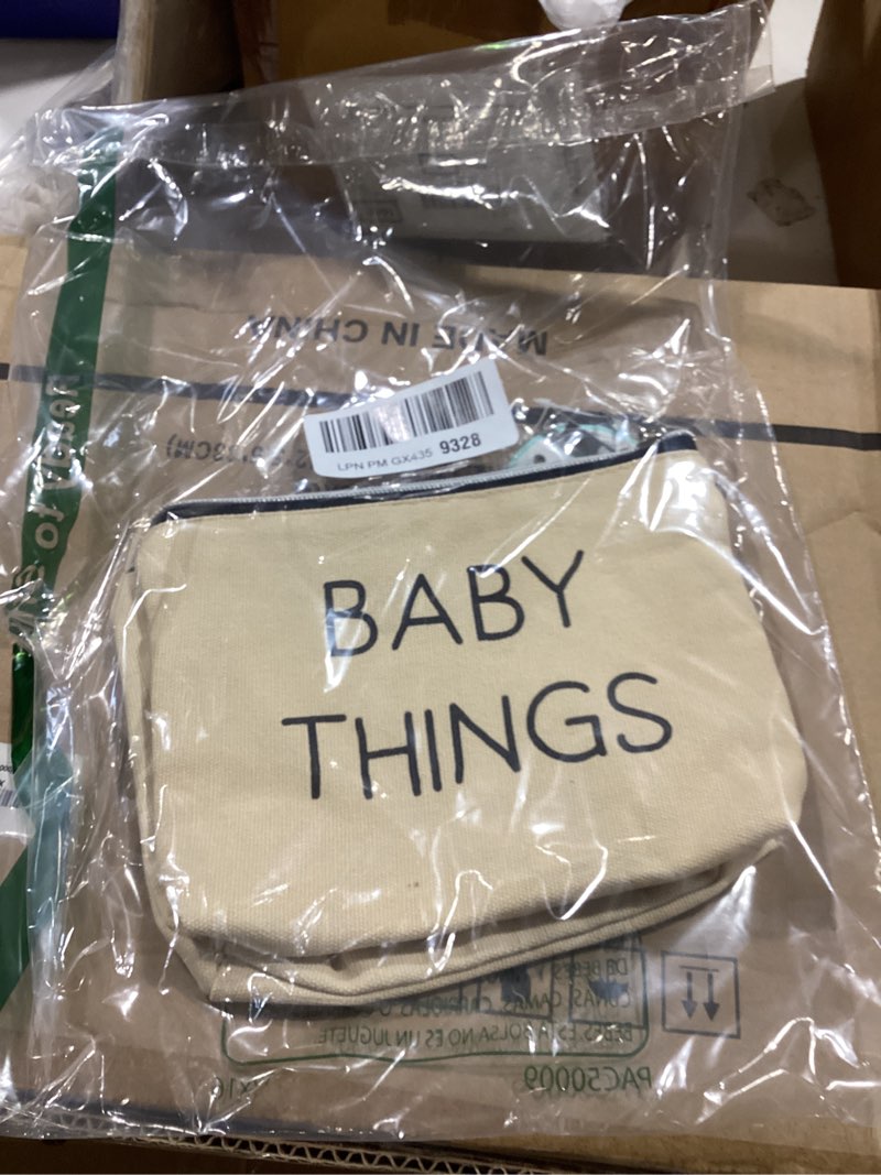 Condition photo showing New/Like New for pearhead mommy and baby things pouch set, canvas zipper organizer bags for diaper bag and travel, cosmetic and makeup bag for mom mommy and baby travel pouches