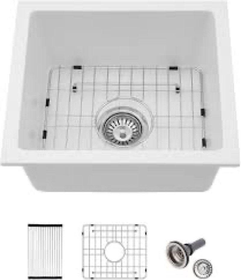 Lofeyo 18 Granite Composite Kitchen Sink White - 18 inch Granite Sink Undermount Quartz Classic Unde