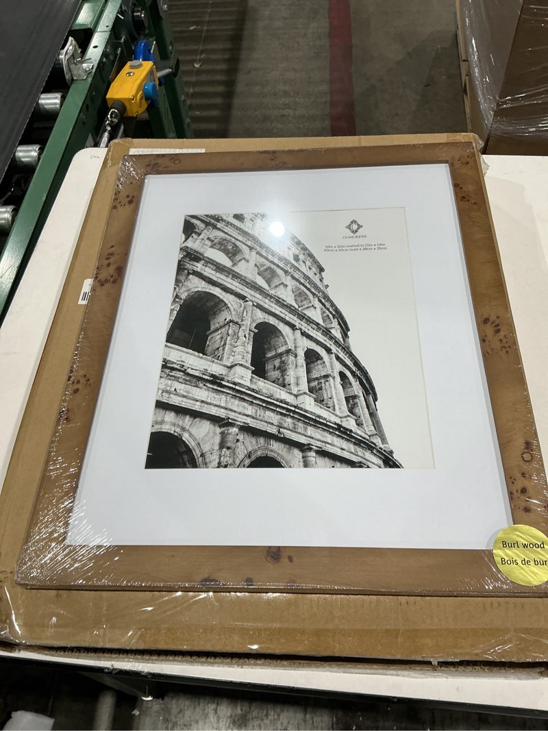 Condition photo showing New/Like New for concepts set of 4 16x20 burl wood picture frames with double matted (11x14 & 8x10), dark wood finish, eco-friendly packaging – elegant wallhung decor for family photos dark (4 pack) 16x20