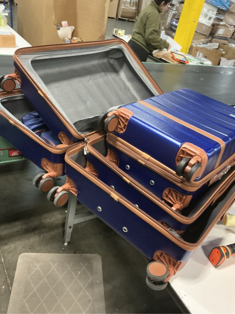 Condition photo showing Good Condition for 5 Piece Luggage Set 20" 24" 28" Hardshell Suitcases Lightweight PC+ABS Spinner Wheel Luggage with TSA Lock YKK Zipper for Family Vacation Business Air Travel Carry on Checked Baggage (Navy) 5 piece set (20/24/28in/DB/TB) NAVY