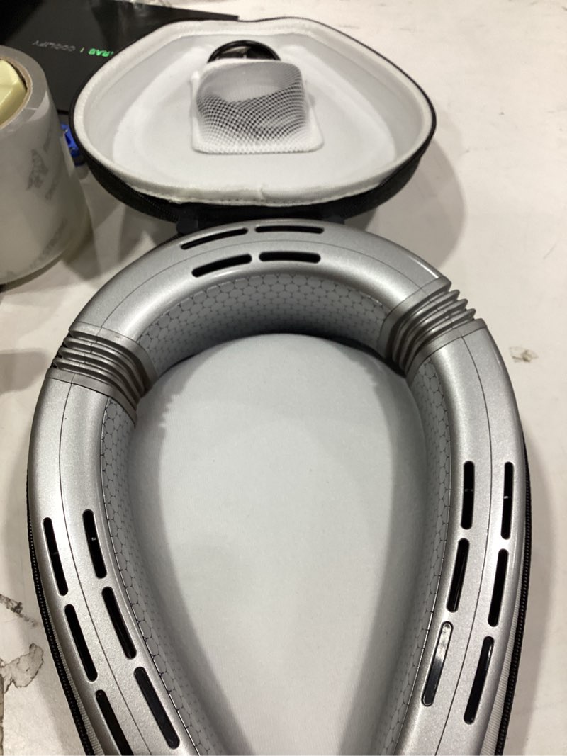 Condition photo showing Good Condition for torras coolify cyber fold ai neck air conditioner, ultimate cooling max cooling area neck fan, adjustable strong wind neck cooler for neck & face, rechargeable portable for mothers day, titanium titanium frost