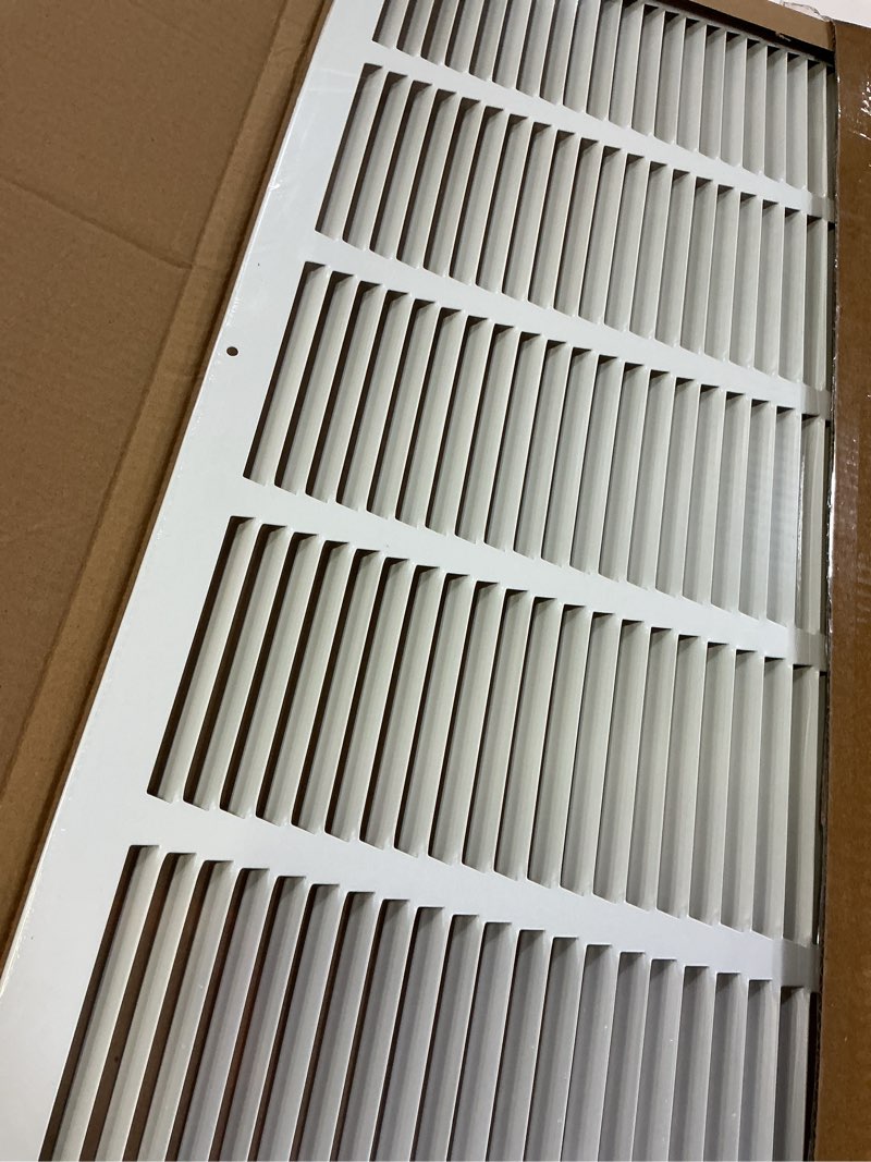Condition photo showing Good Condition for fits 25x20 duct opening | steel return air grille by handua | vent cover grill for sidewall and ceiling | white | hvac cold air intake grille | outer dimensions: 26.75"w x 21.75" 1 25"w x 20"h [duct opening]